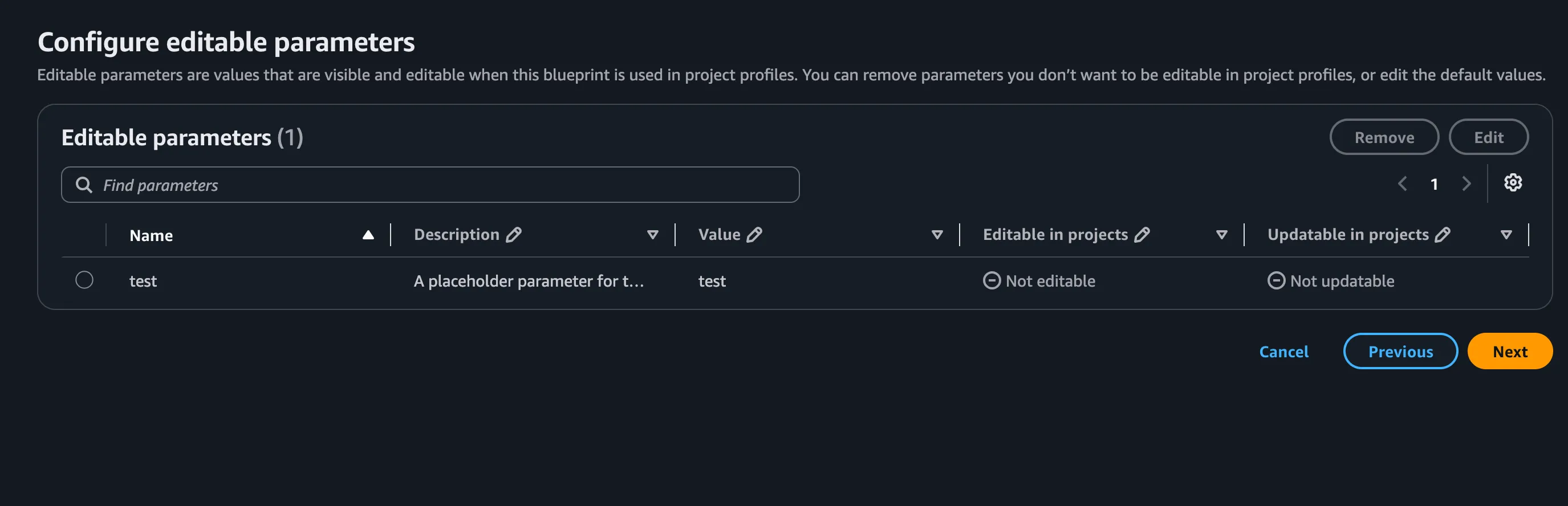 Parameters Definition Blueprint