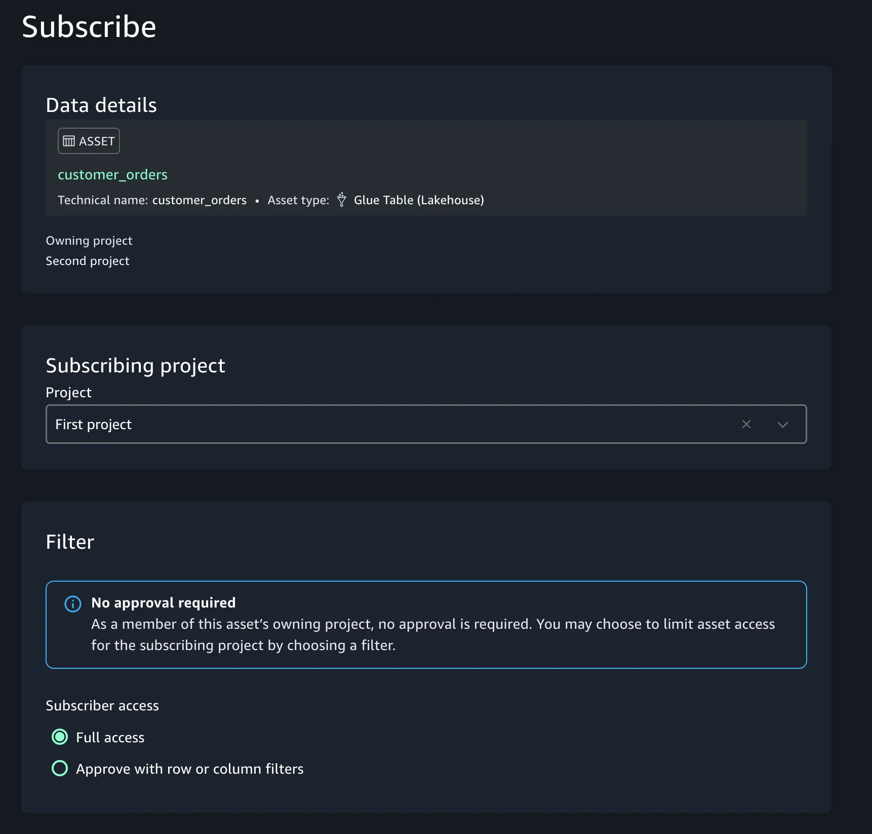 Project Subscription