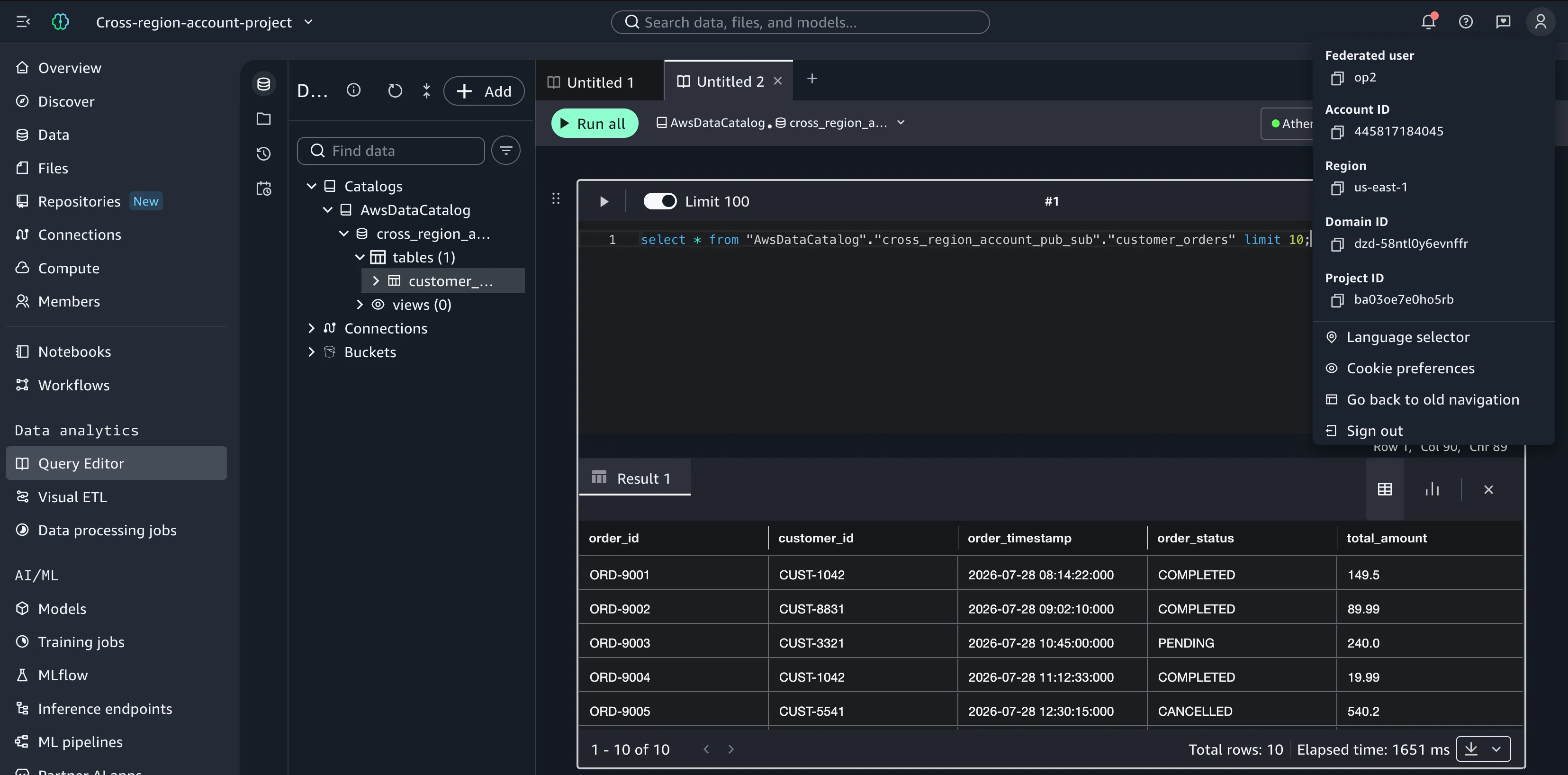 Query asset from target region